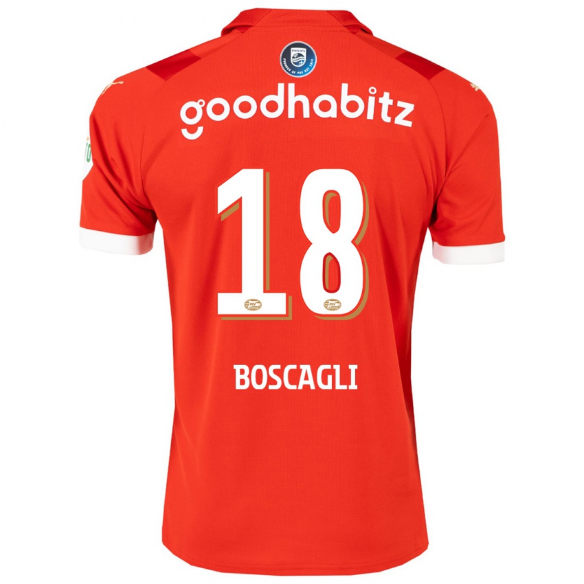 Enfant Maillot Olivier Boscagli #18 Rouge Tenues Domicile 2023/24 T-Shirt Belgique