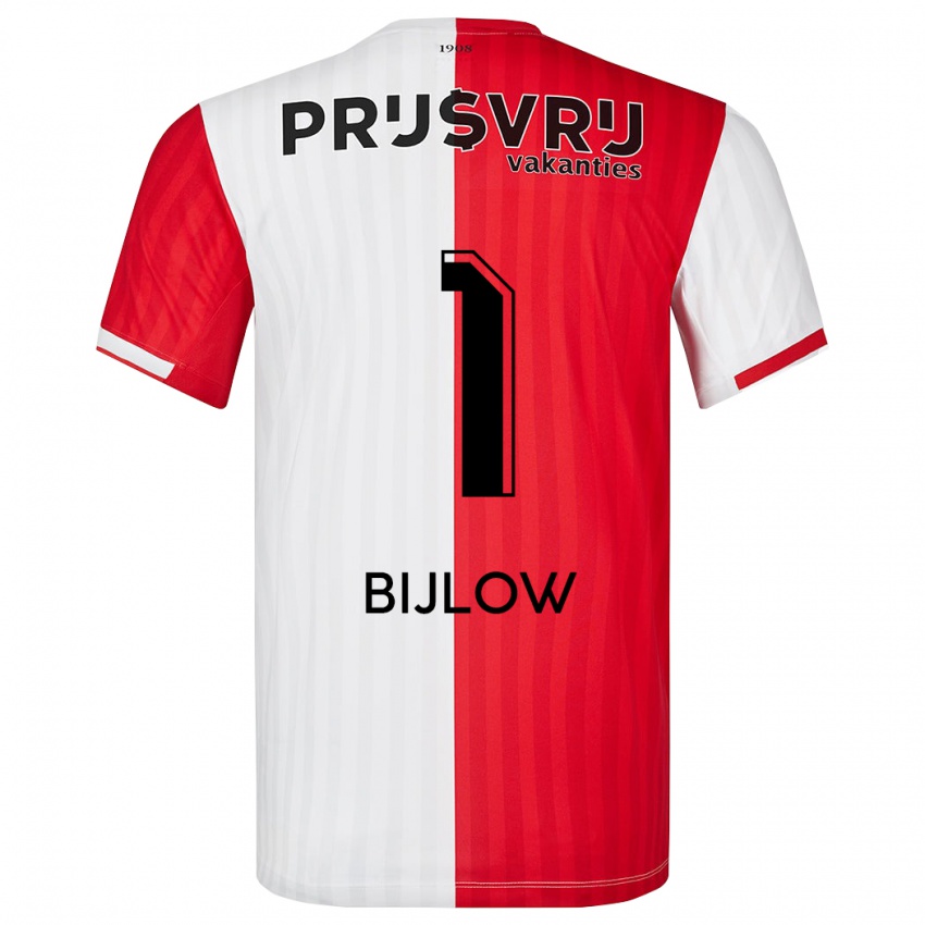Enfant Maillot Justin Bijlow #1 Rouge Blanc Tenues Domicile 2023/24 T-Shirt Belgique