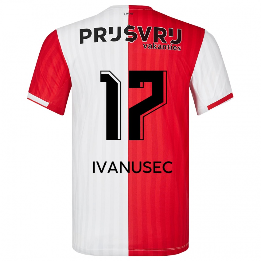 Kinder Luka Ivanusec #17 Rot-Weiss Heimtrikot Trikot 2023/24 T-Shirt Belgien