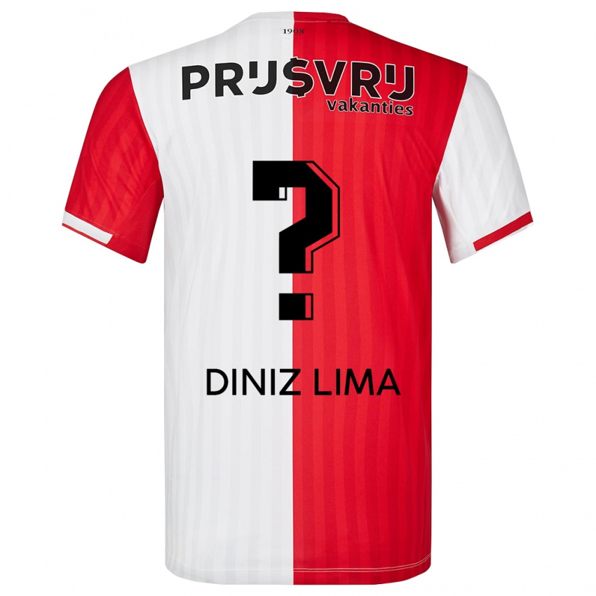 Enfant Maillot Lucas Diniz Lima #0 Rouge Blanc Tenues Domicile 2023/24 T-Shirt Belgique