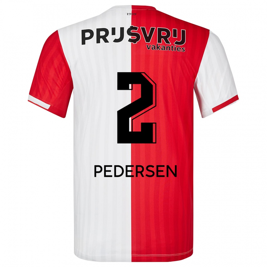 Kinder Marcus Pedersen #2 Rot-Weiss Heimtrikot Trikot 2023/24 T-Shirt Belgien