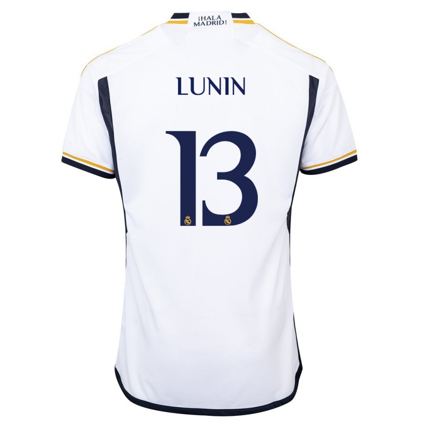 Kinderen Andriy Lunin #13 Wit Thuisshirt Thuistenue 2023/24 T-Shirt België