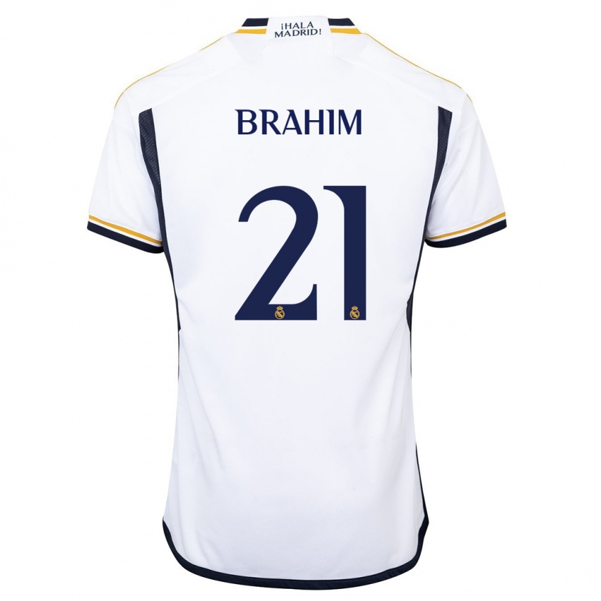 Enfant Maillot Brahim Diaz #21 Blanc Tenues Domicile 2023/24 T-Shirt Belgique