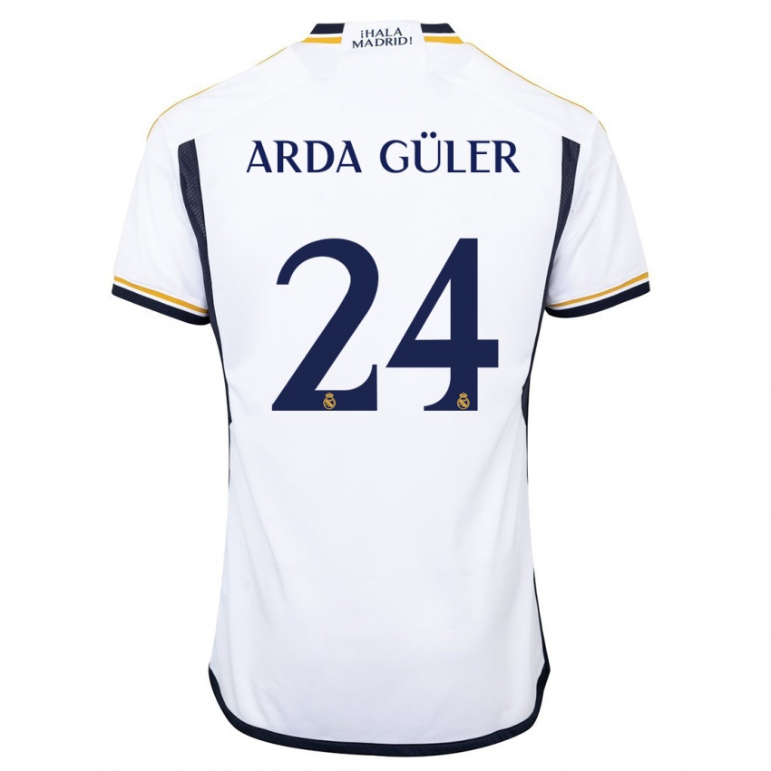 Kinder Arda Güler #24 Weiß Heimtrikot Trikot 2023/24 T-Shirt Belgien