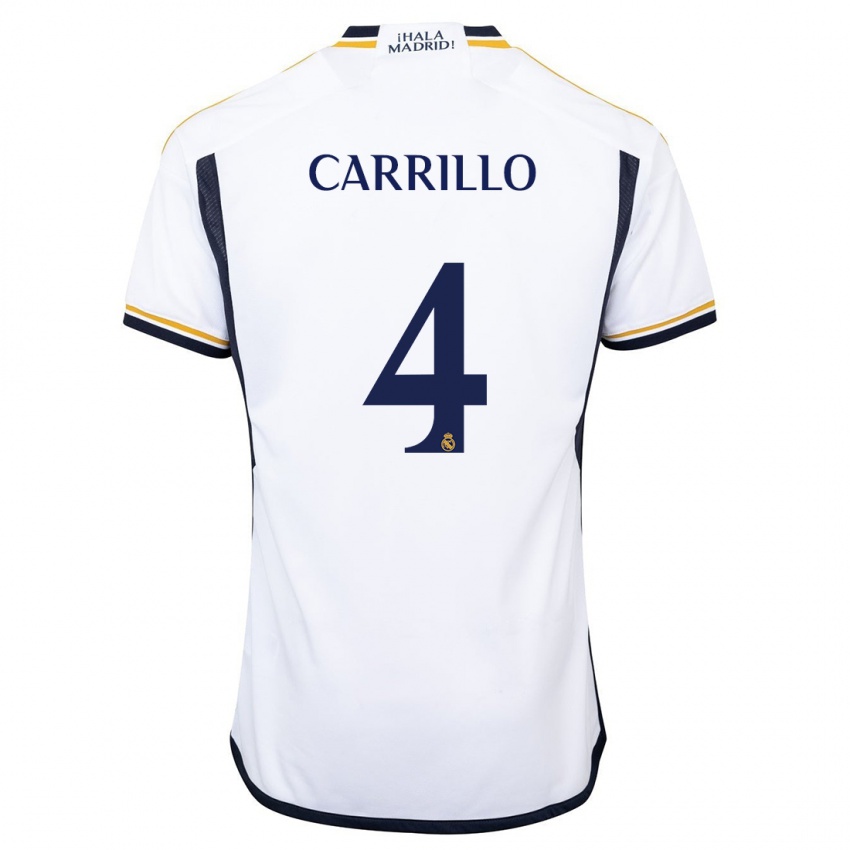 Enfant Maillot Alvaro Carrillo #4 Blanc Tenues Domicile 2023/24 T-Shirt Belgique