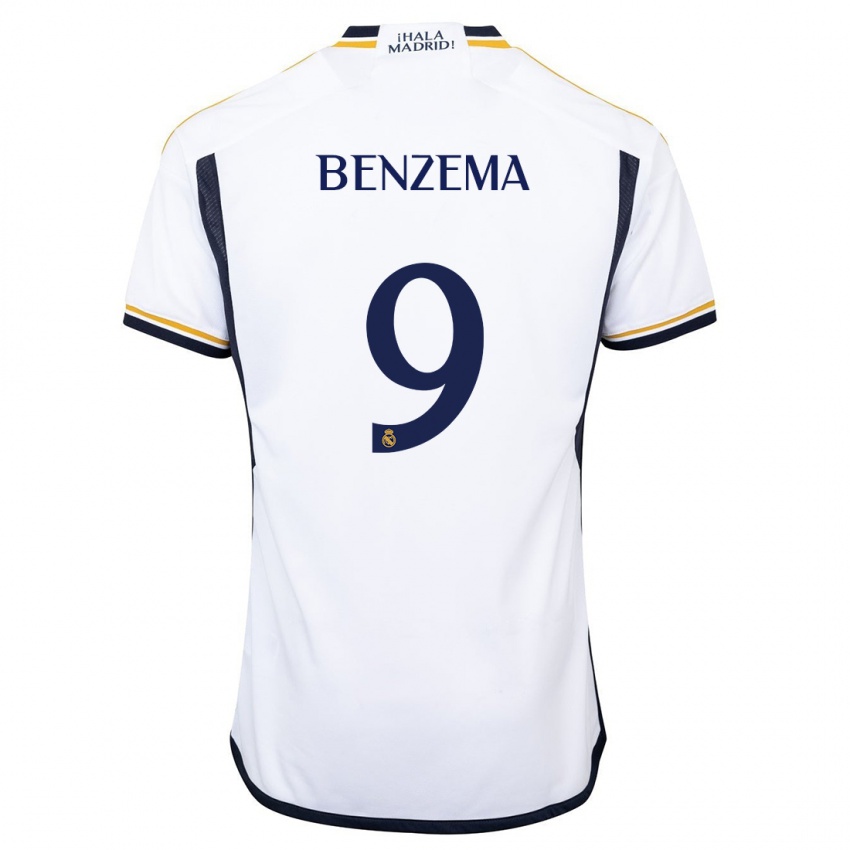 Kinder Karim Benzema #9 Weiß Heimtrikot Trikot 2023/24 T-Shirt Belgien