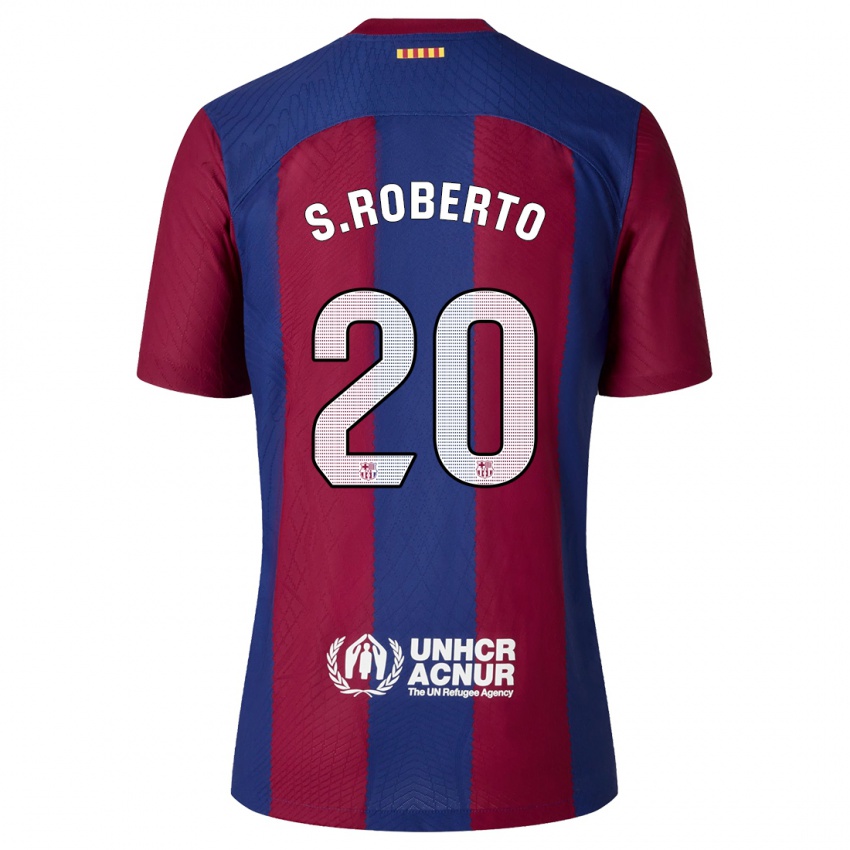 Kinder Sergi Roberto #20 Rot Blau Heimtrikot Trikot 2023/24 T-Shirt Belgien