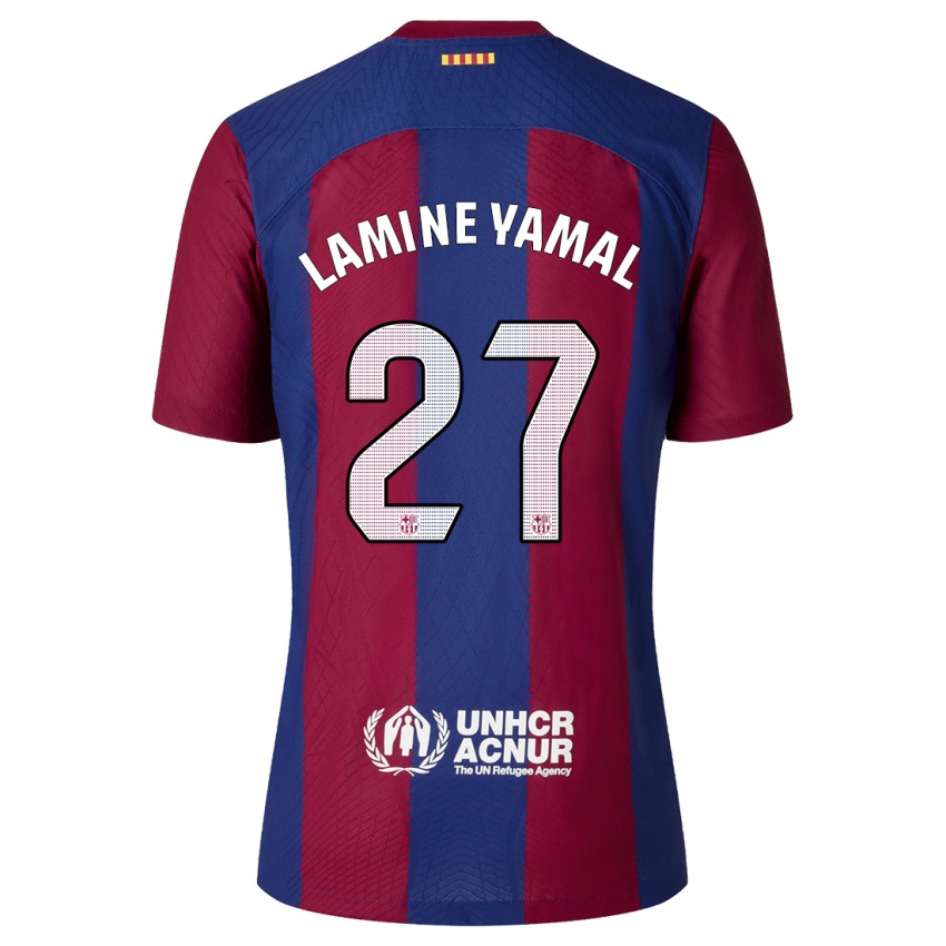 Kinderen Lamine Yamal #27 Rood Blauw Thuisshirt Thuistenue 2023/24 T-Shirt België