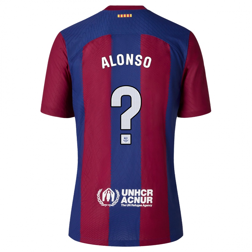 Enfant Maillot Aáron Alonso #0 Rouge Bleu Tenues Domicile 2023/24 T-Shirt Belgique