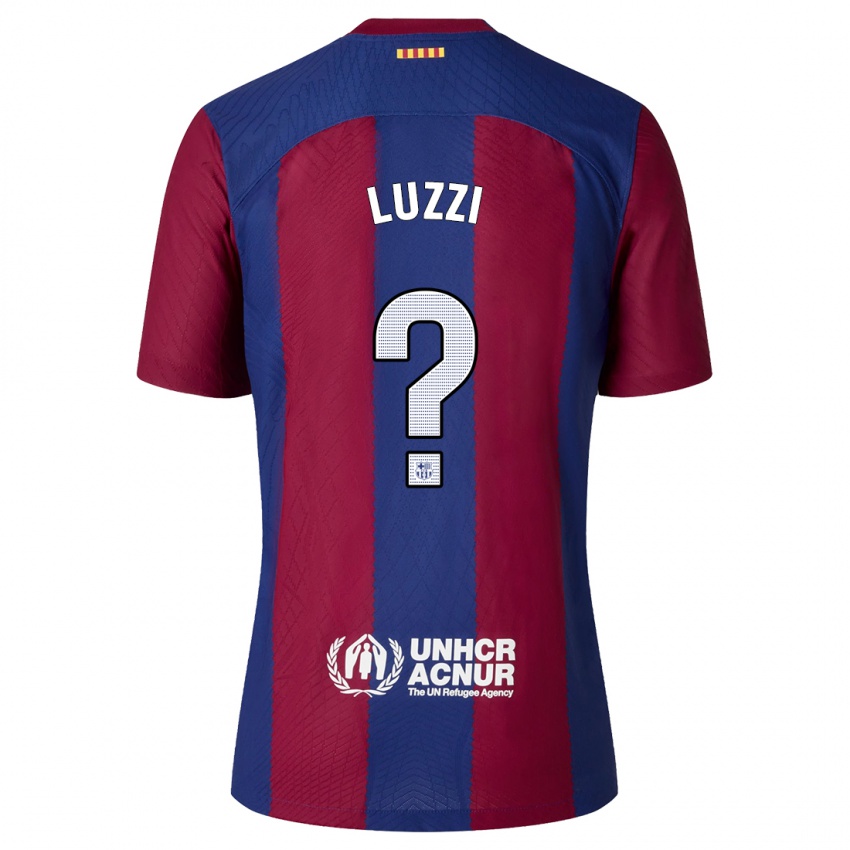 Enfant Maillot Fabian Luzzi #0 Rouge Bleu Tenues Domicile 2023/24 T-Shirt Belgique