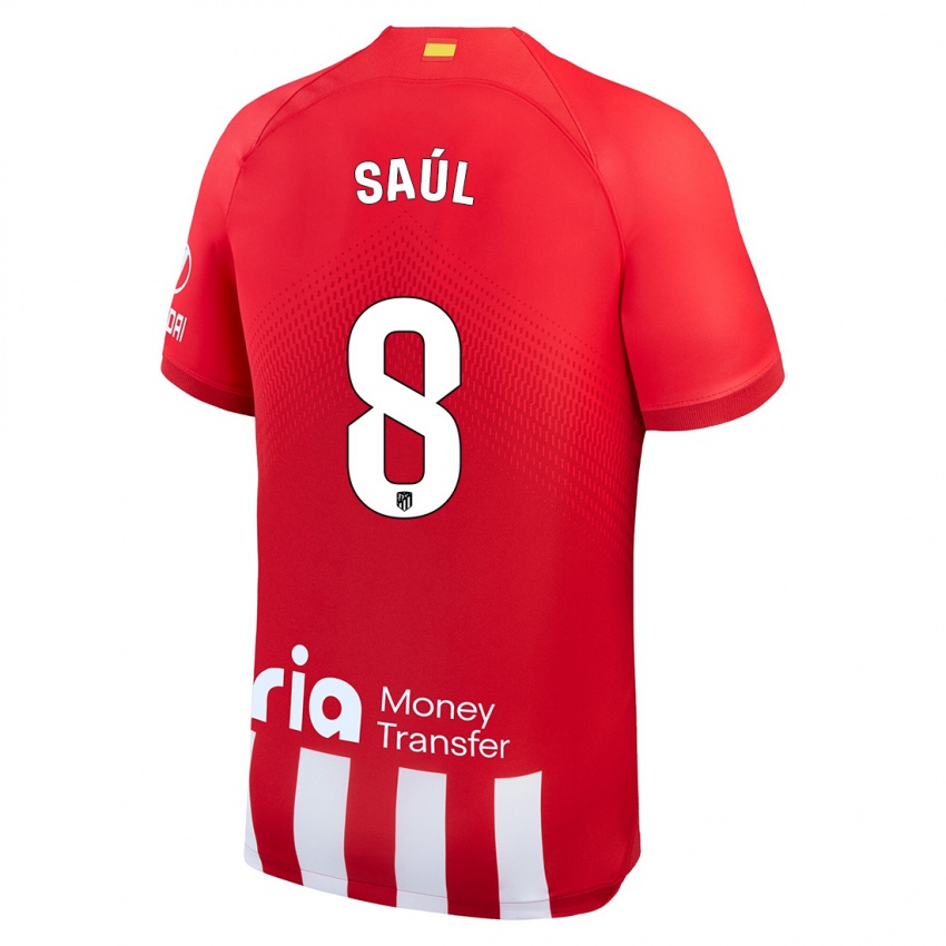 Kinder Saul Niguez #8 Rot-Weiss Heimtrikot Trikot 2023/24 T-Shirt Belgien