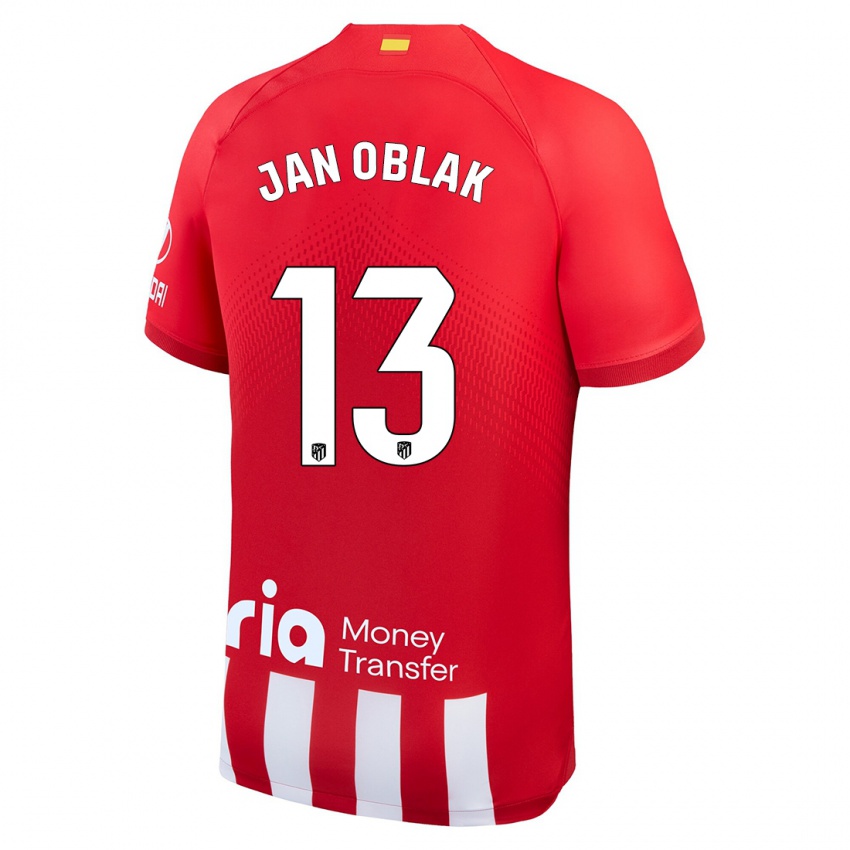 Kinderen Jan Oblak #13 Rood Wit Thuisshirt Thuistenue 2023/24 T-Shirt België