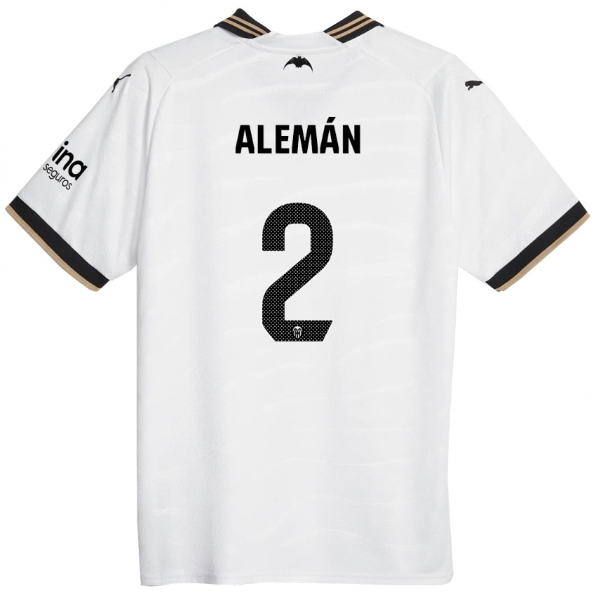 Enfant Maillot Carlos Alemán #2 Blanc Tenues Domicile 2023/24 T-Shirt Belgique