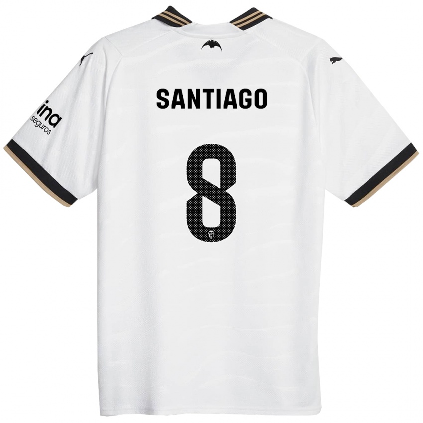 Enfant Maillot Yellu Santiago #8 Blanc Tenues Domicile 2023/24 T-Shirt Belgique