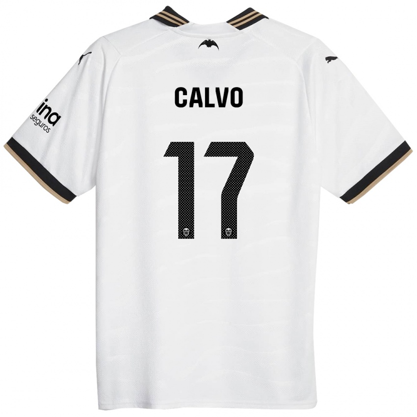 Enfant Maillot Borja Calvo #17 Blanc Tenues Domicile 2023/24 T-Shirt Belgique