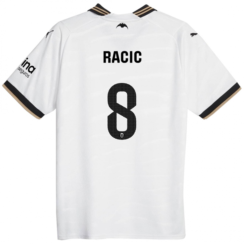 Enfant Maillot Uros Racic #8 Blanc Tenues Domicile 2023/24 T-Shirt Belgique