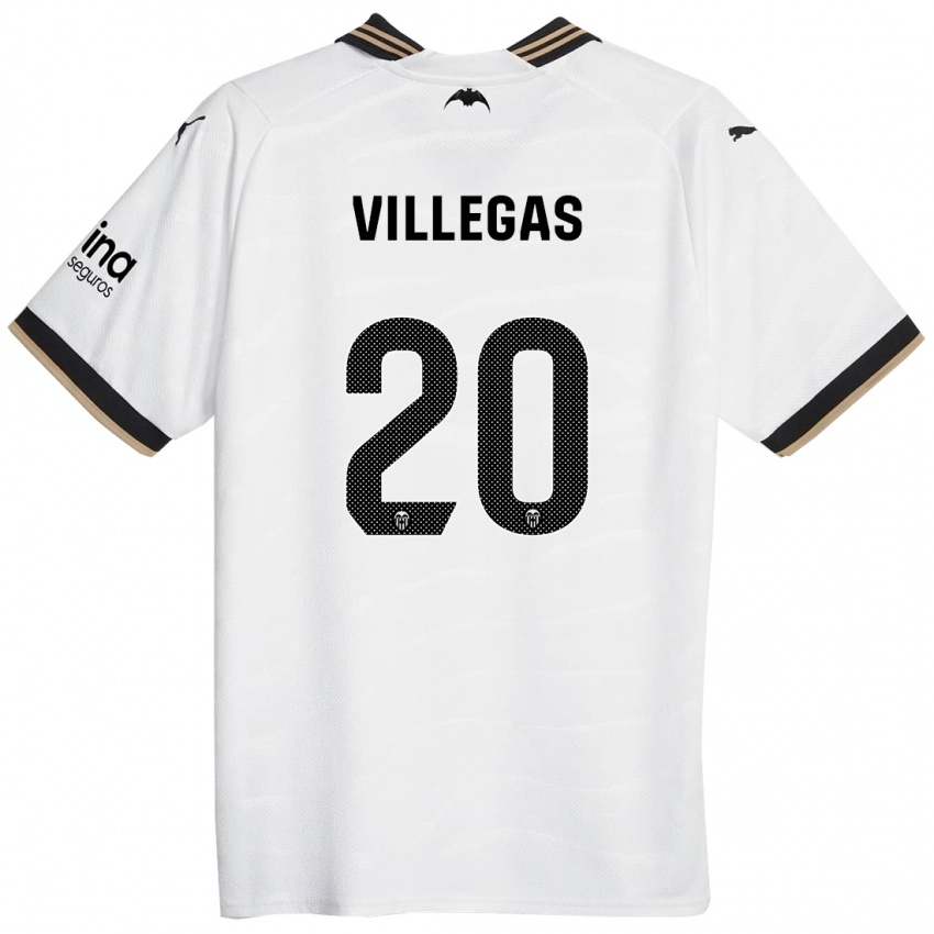 Enfant Maillot Noelia Villegas #20 Blanc Tenues Domicile 2023/24 T-Shirt Belgique