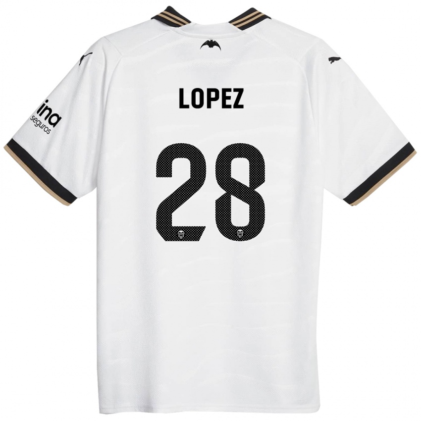 Enfant Maillot Saray Lopez #28 Blanc Tenues Domicile 2023/24 T-Shirt Belgique