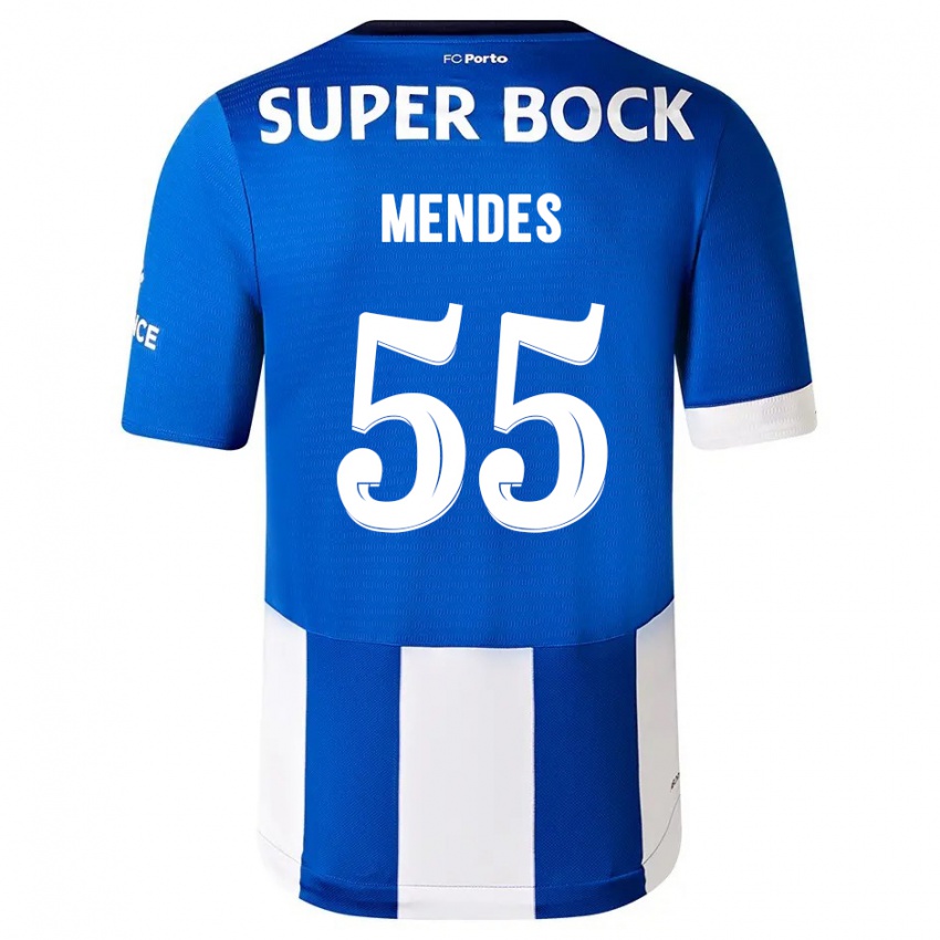 Kinder Joao Mendes #55 Blau Weiss Heimtrikot Trikot 2023/24 T-Shirt Belgien