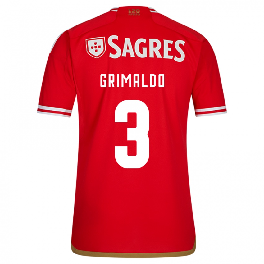 Kinder Alejandro Grimaldo #3 Rot Heimtrikot Trikot 2023/24 T-Shirt Belgien