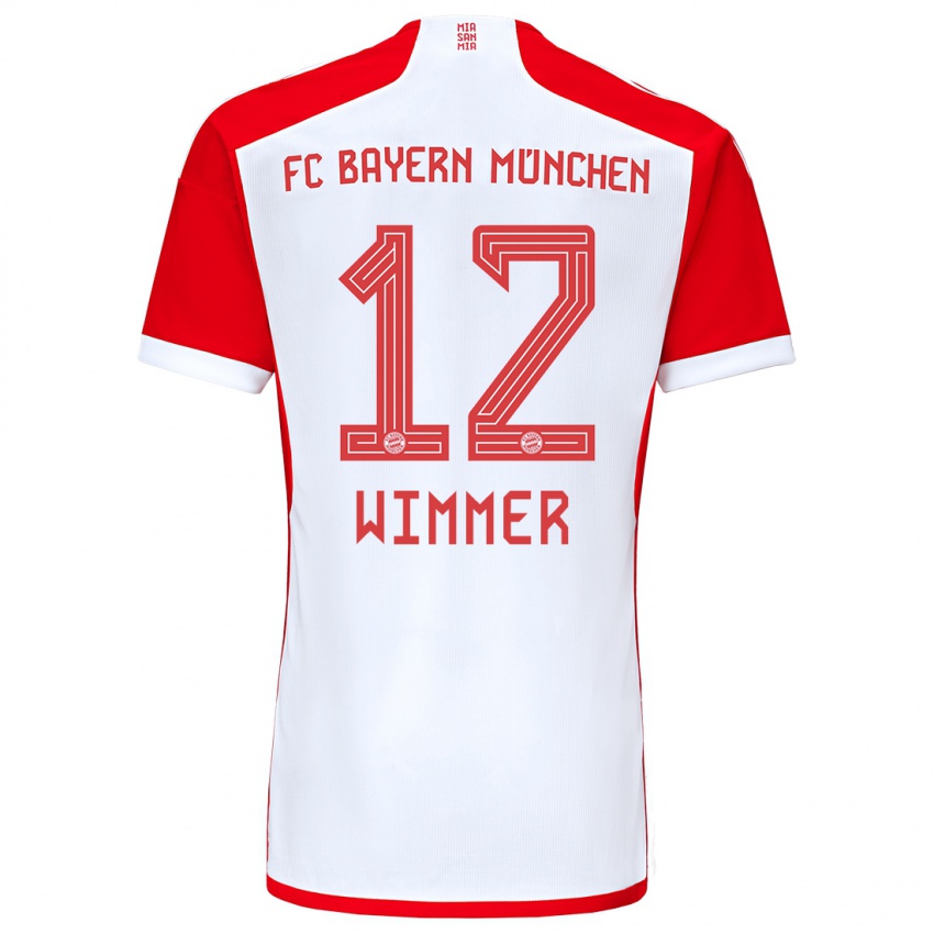 Kinderen Benedikt Wimmer #12 Rood Wit Thuisshirt Thuistenue 2023/24 T-Shirt België