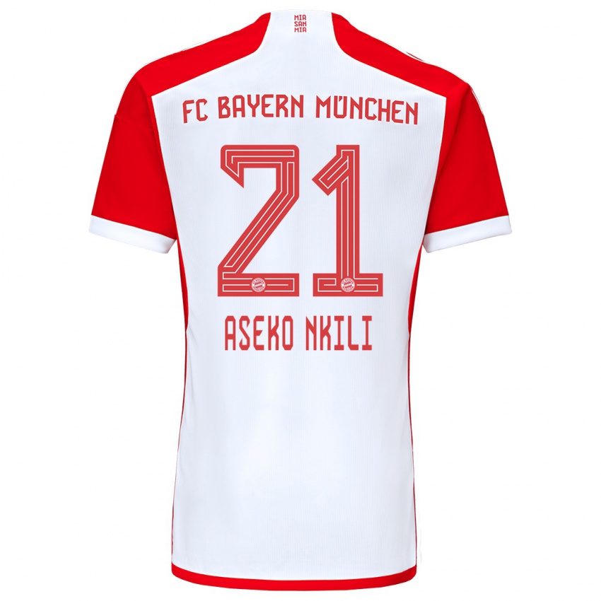 Kinder Noel Aseko Nkili #21 Rot-Weiss Heimtrikot Trikot 2023/24 T-Shirt Belgien