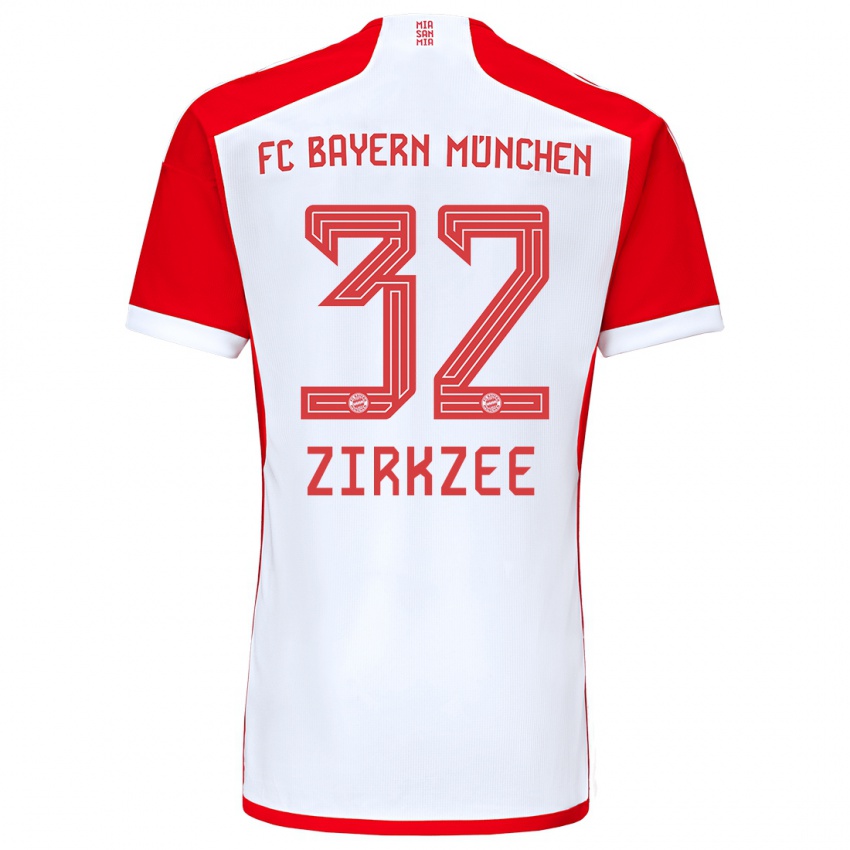 Kinderen Joshua Zirkzee #32 Rood Wit Thuisshirt Thuistenue 2023/24 T-Shirt België