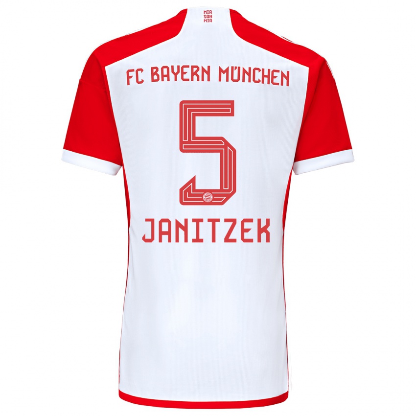 Enfant Maillot Justin Janitzek #5 Rouge Blanc Tenues Domicile 2023/24 T-Shirt Belgique