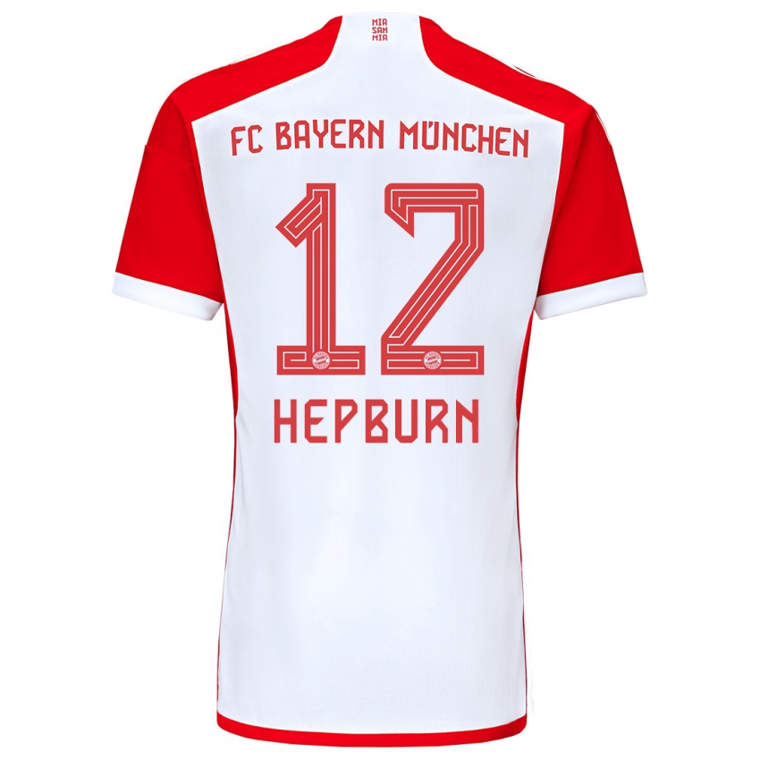 Kinderen Barry Hepburn #12 Rood Wit Thuisshirt Thuistenue 2023/24 T-Shirt België