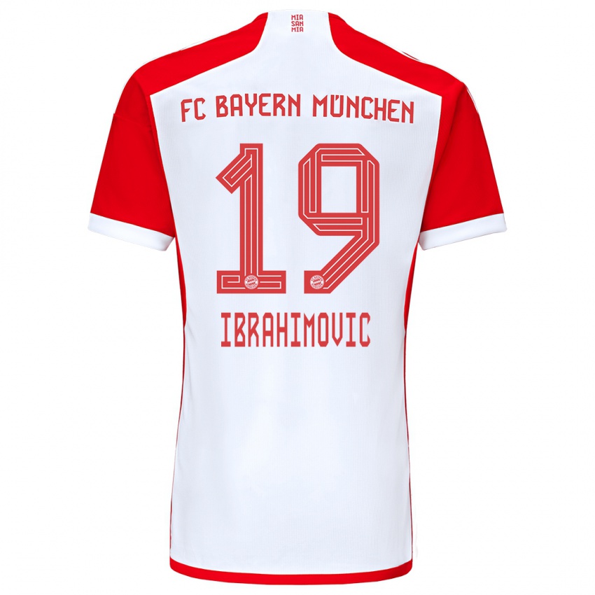 Kinder Arijon Ibrahimovic #19 Rot-Weiss Heimtrikot Trikot 2023/24 T-Shirt Belgien