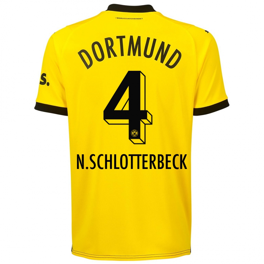 Kinder Nico Schlotterbeck #4 Gelb Heimtrikot Trikot 2023/24 T-Shirt Belgien
