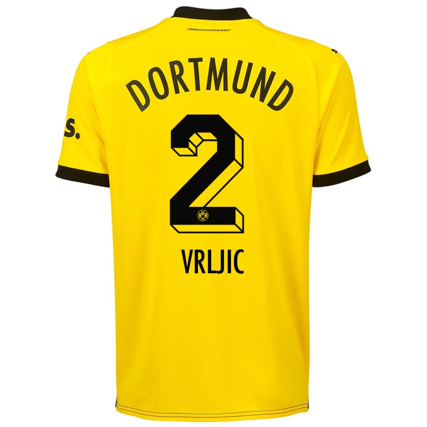 Kinder Daniel Vrljic #2 Gelb Heimtrikot Trikot 2023/24 T-Shirt Belgien