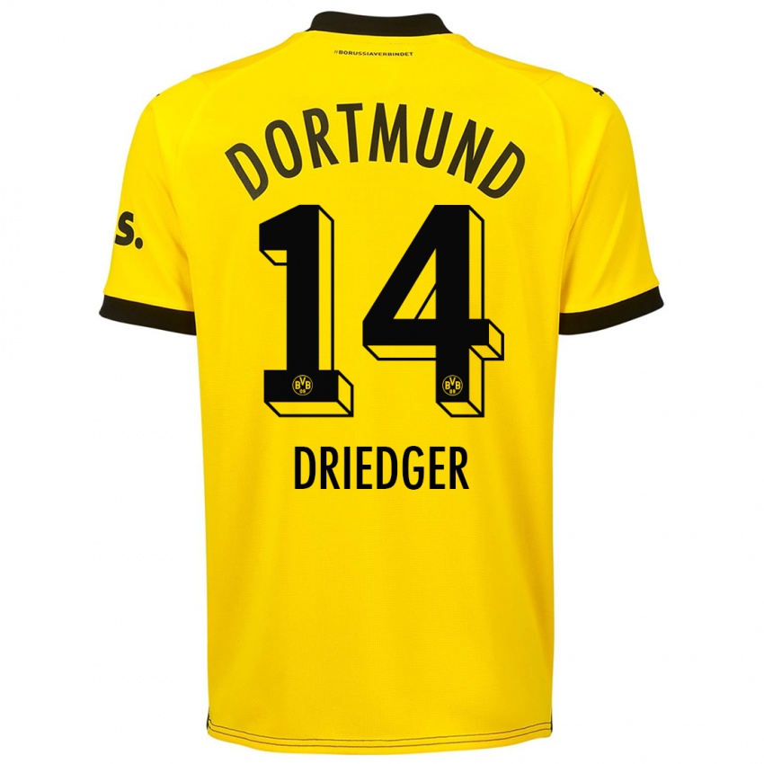 Kinder Julian Driedger #14 Gelb Heimtrikot Trikot 2023/24 T-Shirt Belgien