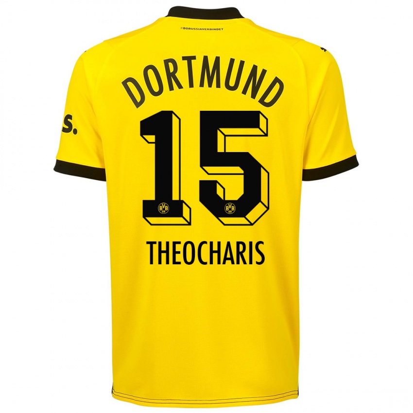 Kinder Elefterios Theocharis #15 Gelb Heimtrikot Trikot 2023/24 T-Shirt Belgien