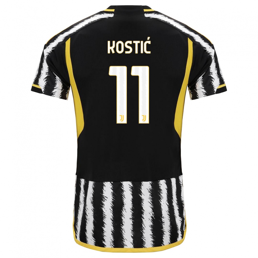 Kinderen Filip Kostic #11 Zwart Wit Thuisshirt Thuistenue 2023/24 T-Shirt België