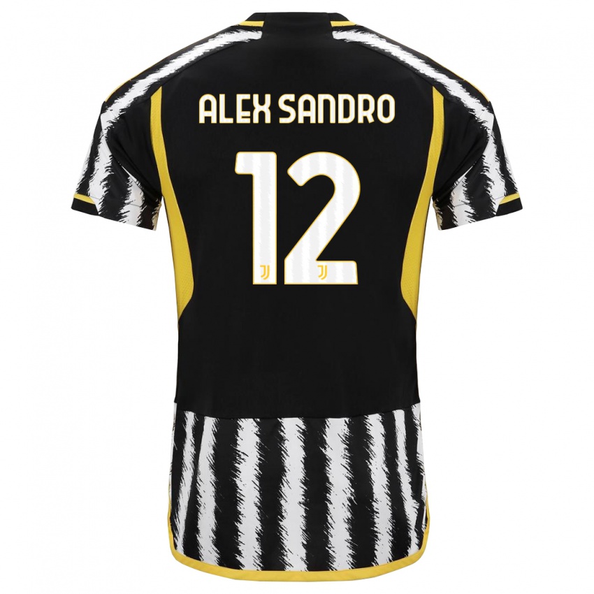 Enfant Maillot Alex Sandro #12 Noir Blanc Tenues Domicile 2023/24 T-Shirt Belgique