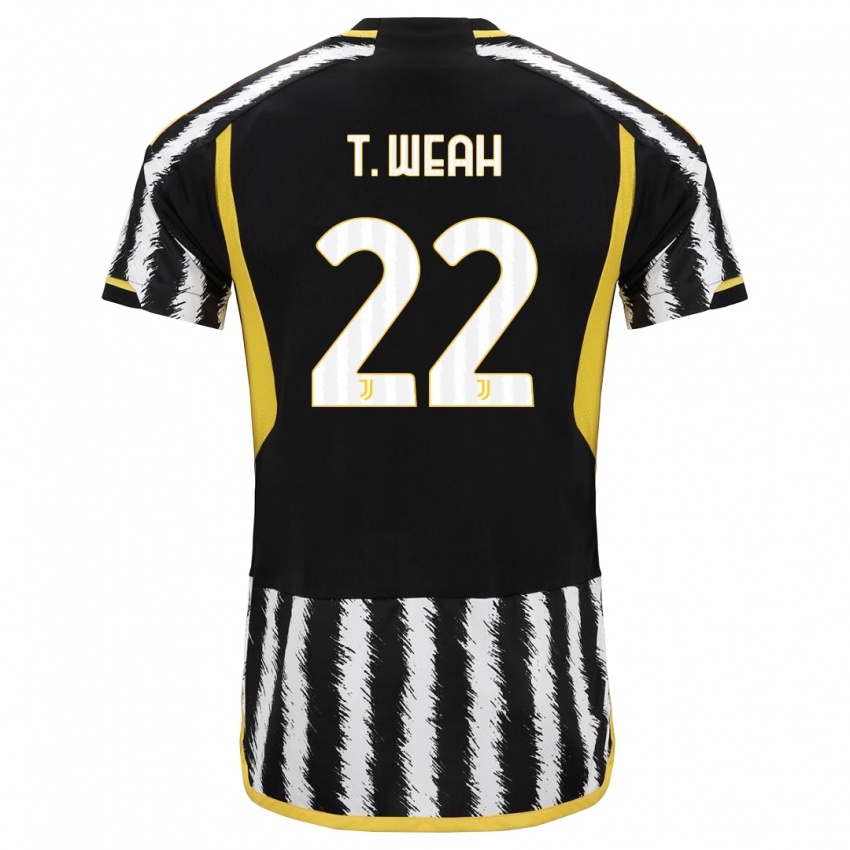 Kinderen Timothy Weah #22 Zwart Wit Thuisshirt Thuistenue 2023/24 T-Shirt België