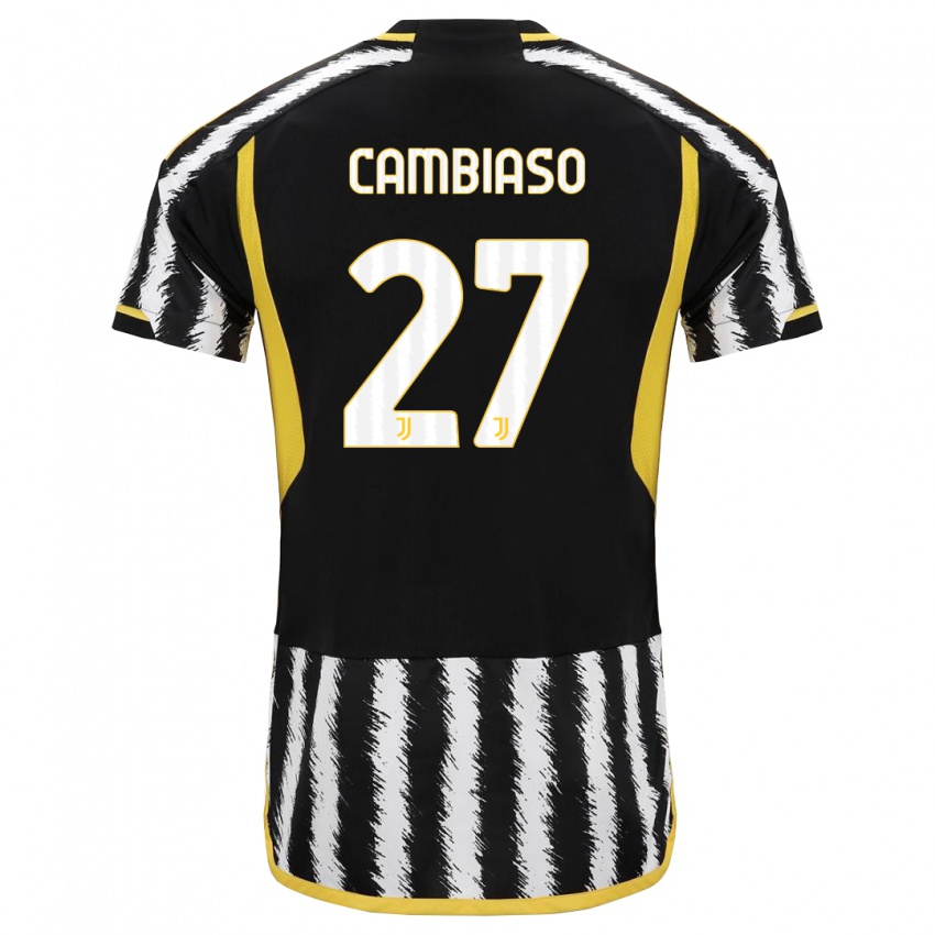 Kinder Andrea Cambiaso #27 Schwarz-Weiss Heimtrikot Trikot 2023/24 T-Shirt Belgien