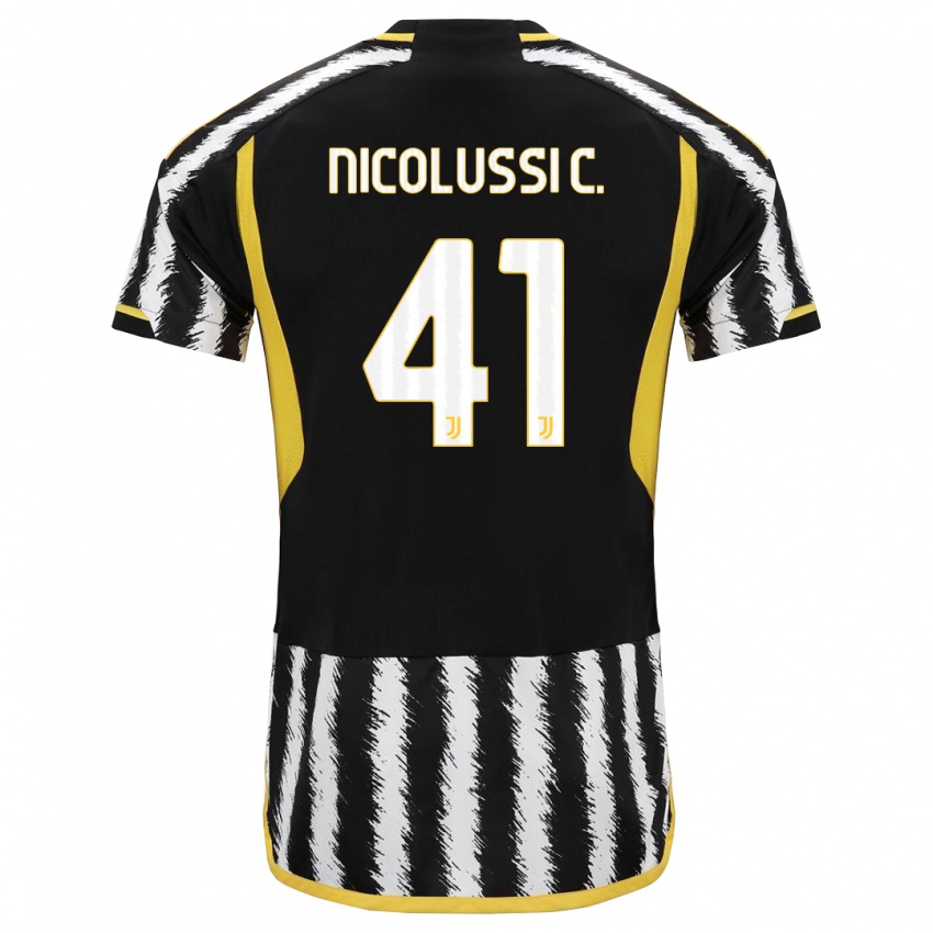 Enfant Maillot Hans Nicolussi Caviglia #41 Noir Blanc Tenues Domicile 2023/24 T-Shirt Belgique