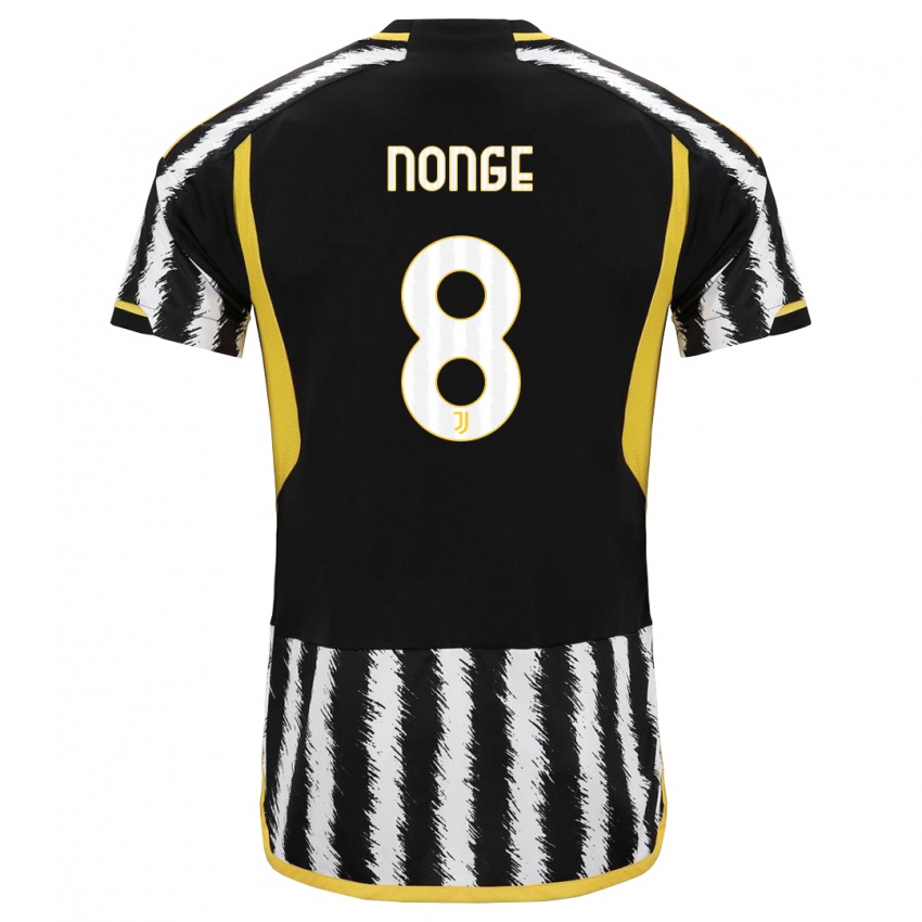 Kinderen Joseph Nonge #8 Zwart Wit Thuisshirt Thuistenue 2023/24 T-Shirt België