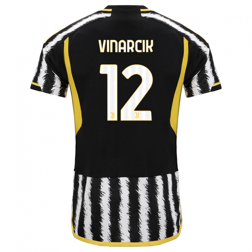 Kinder Jakub Vinarcik #12 Schwarz-Weiss Heimtrikot Trikot 2023/24 T-Shirt Belgien
