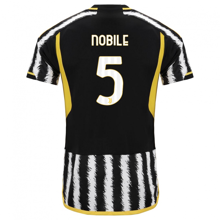 Kinderen Riccardo Nobile #5 Zwart Wit Thuisshirt Thuistenue 2023/24 T-Shirt België