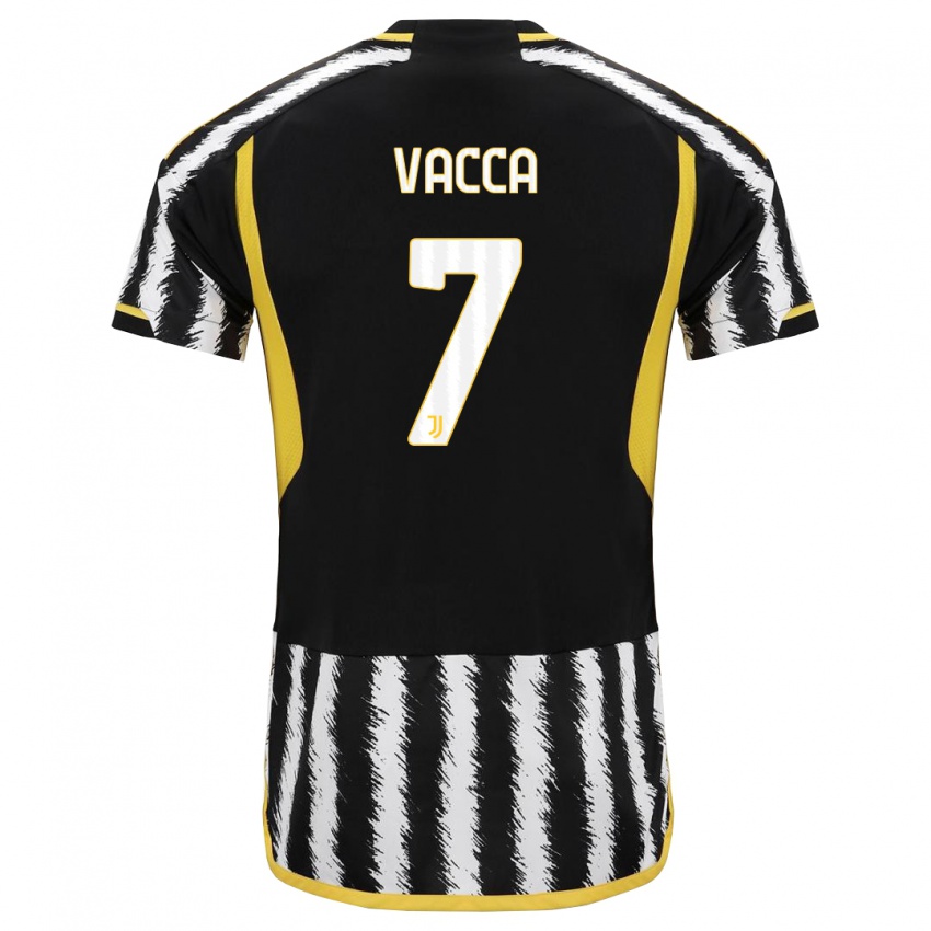 Kinderen Alessio Vacca #7 Zwart Wit Thuisshirt Thuistenue 2023/24 T-Shirt België