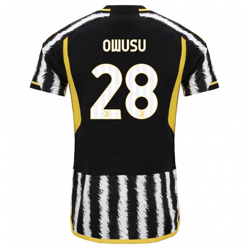 Kinder Augusto Owusu #28 Schwarz-Weiss Heimtrikot Trikot 2023/24 T-Shirt Belgien