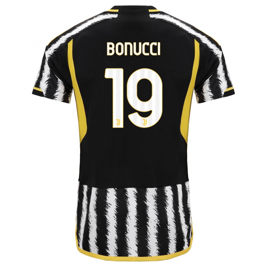 Kinderen Leonardo Bonucci #19 Zwart Wit Thuisshirt Thuistenue 2023/24 T-Shirt België