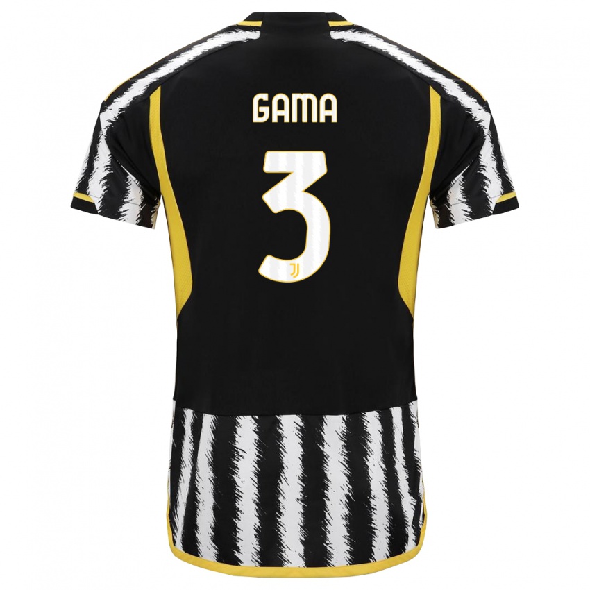Kinderen Sara Gama #3 Zwart Wit Thuisshirt Thuistenue 2023/24 T-Shirt België
