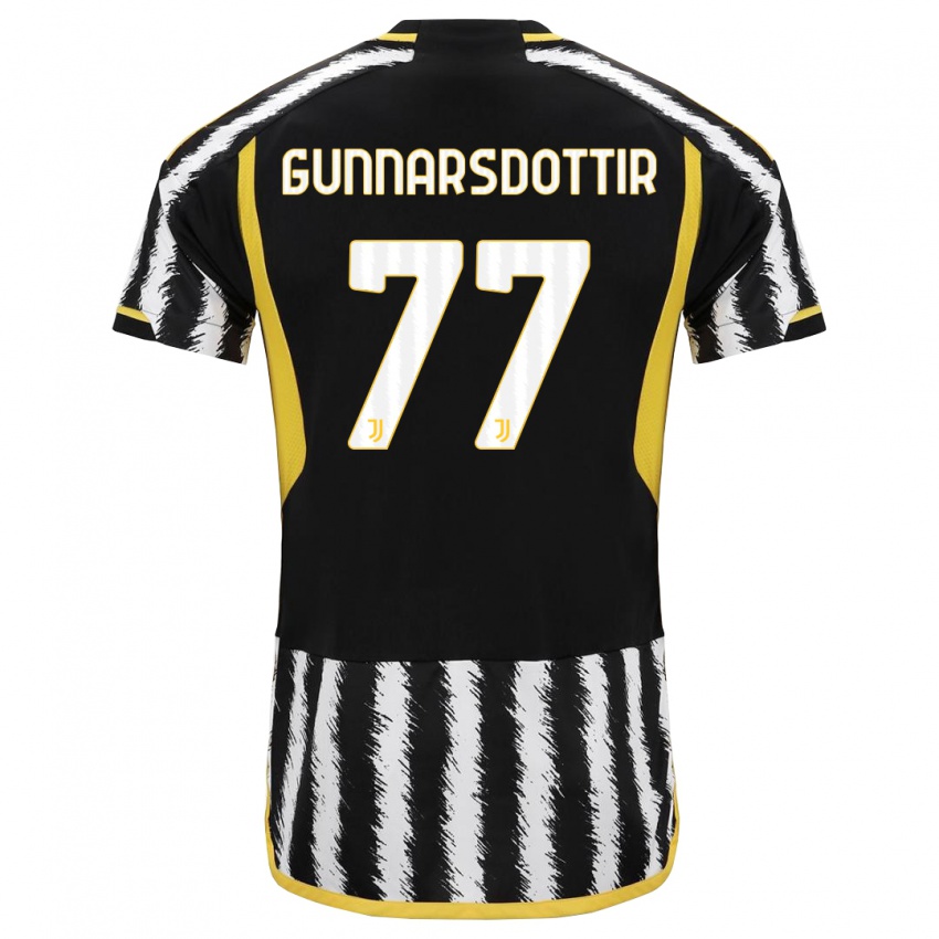 Kinderen Sara Bjork Gunnarsdottir #77 Zwart Wit Thuisshirt Thuistenue 2023/24 T-Shirt België