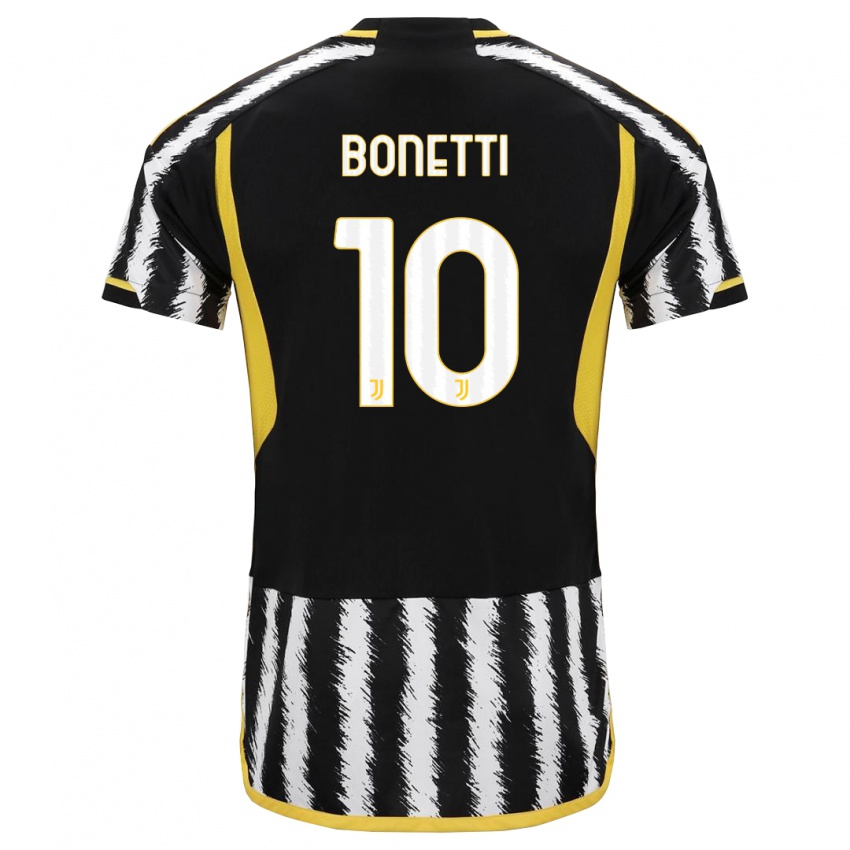Kinder Andrea Bonetti #10 Schwarz-Weiss Heimtrikot Trikot 2023/24 T-Shirt Belgien