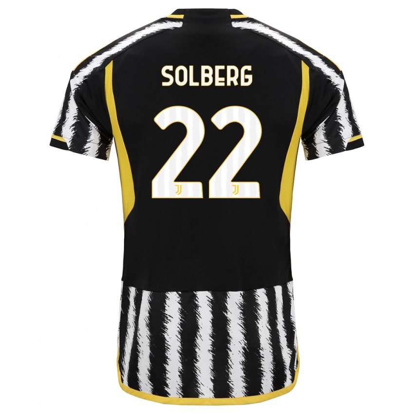Kinder Elias Solberg #22 Schwarz-Weiss Heimtrikot Trikot 2023/24 T-Shirt Belgien