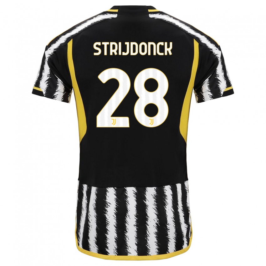 Kinder Bayron Strijdonck #28 Schwarz-Weiss Heimtrikot Trikot 2023/24 T-Shirt Belgien